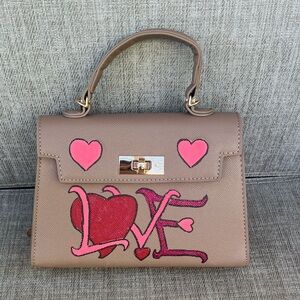 Tan Love Heart Handbag
